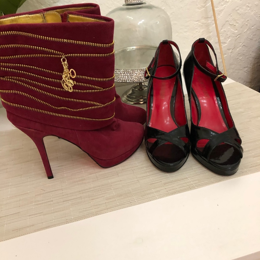 2 Pairs RED BOTTOM booties & heels